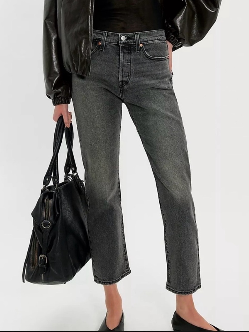 Levi’s Wedgie Straight High Rise Faded Black Jeans Button Fly Size 31 / 12